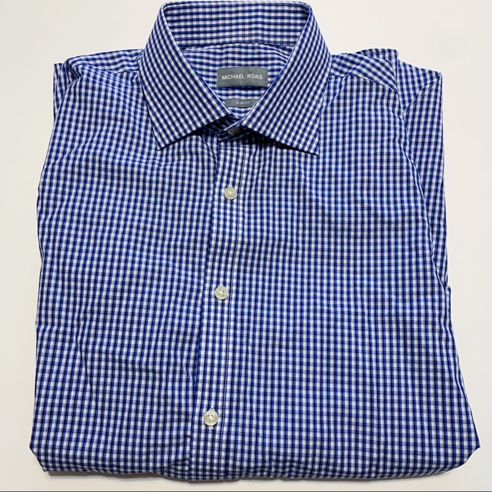 NWT Michael Kors Blue Plaid Button Down Shirt